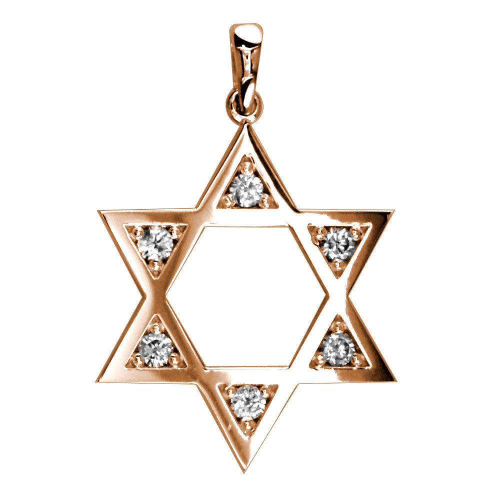 Open Diamond Star of David, Jewish Star Pendant, 0.30CT in 14K Pink ...