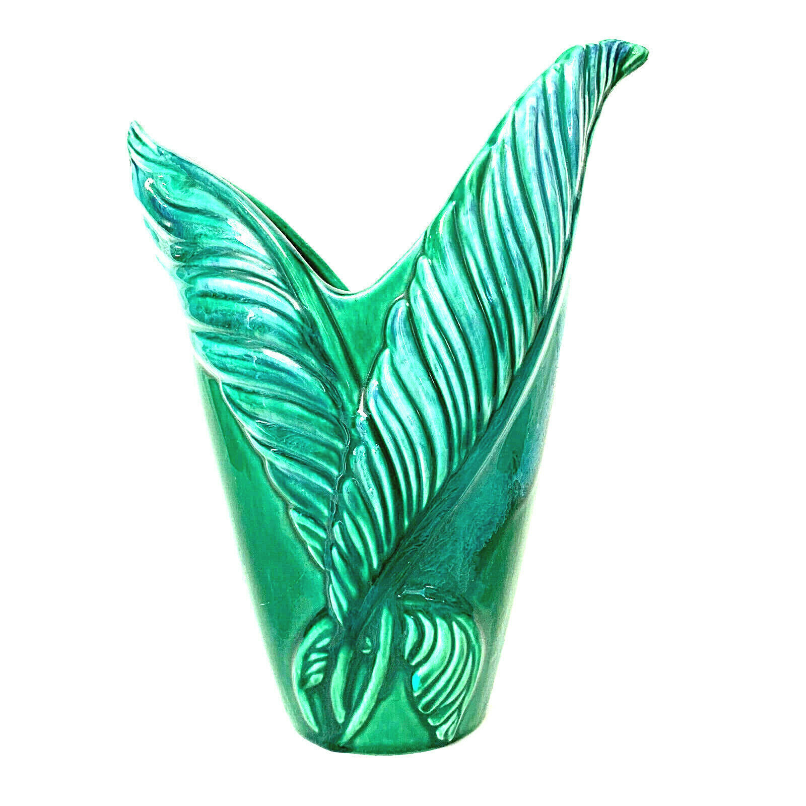 Royal Haeger Vase Green Blue Teal Feathers And 50 Similar Items