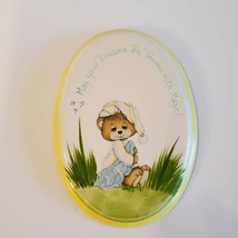 Vintage Ceramic Wall Plaque, Sleepy Bear "May your dreams be touched with magic" image 1