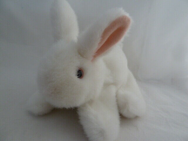 Folkmanis White Bunny Rabbit Hand Puppy Glove Pink Eyes 8" long - $12.86