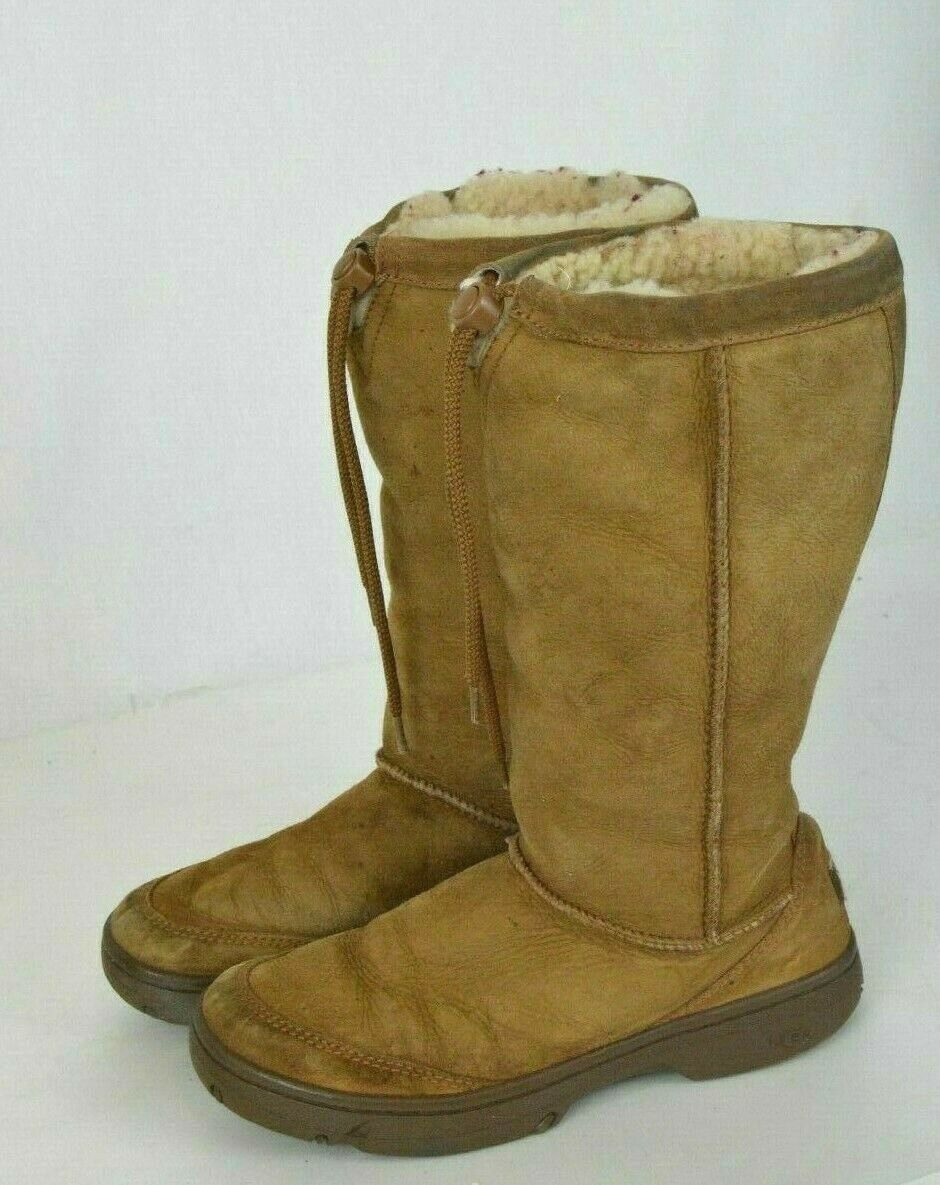 RARE UGG Australia Ultimate Tall Drawstring Boots Sand 5250 Women’s Sz ...