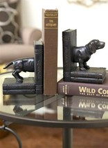 Dachshund Dog Bookend Set 5.1" H Deep Brown Color Poly Stone Library Books Read