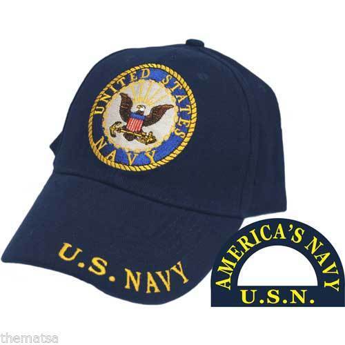 AMERICA'S NAVY EMBROIDERED BLUE MILITARY HAT CAP - Men's Accessories