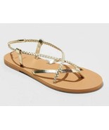 Shade &amp; Shore Women&#39;s Cami Braided Thong Sandals Gold Size 7 - $7.99