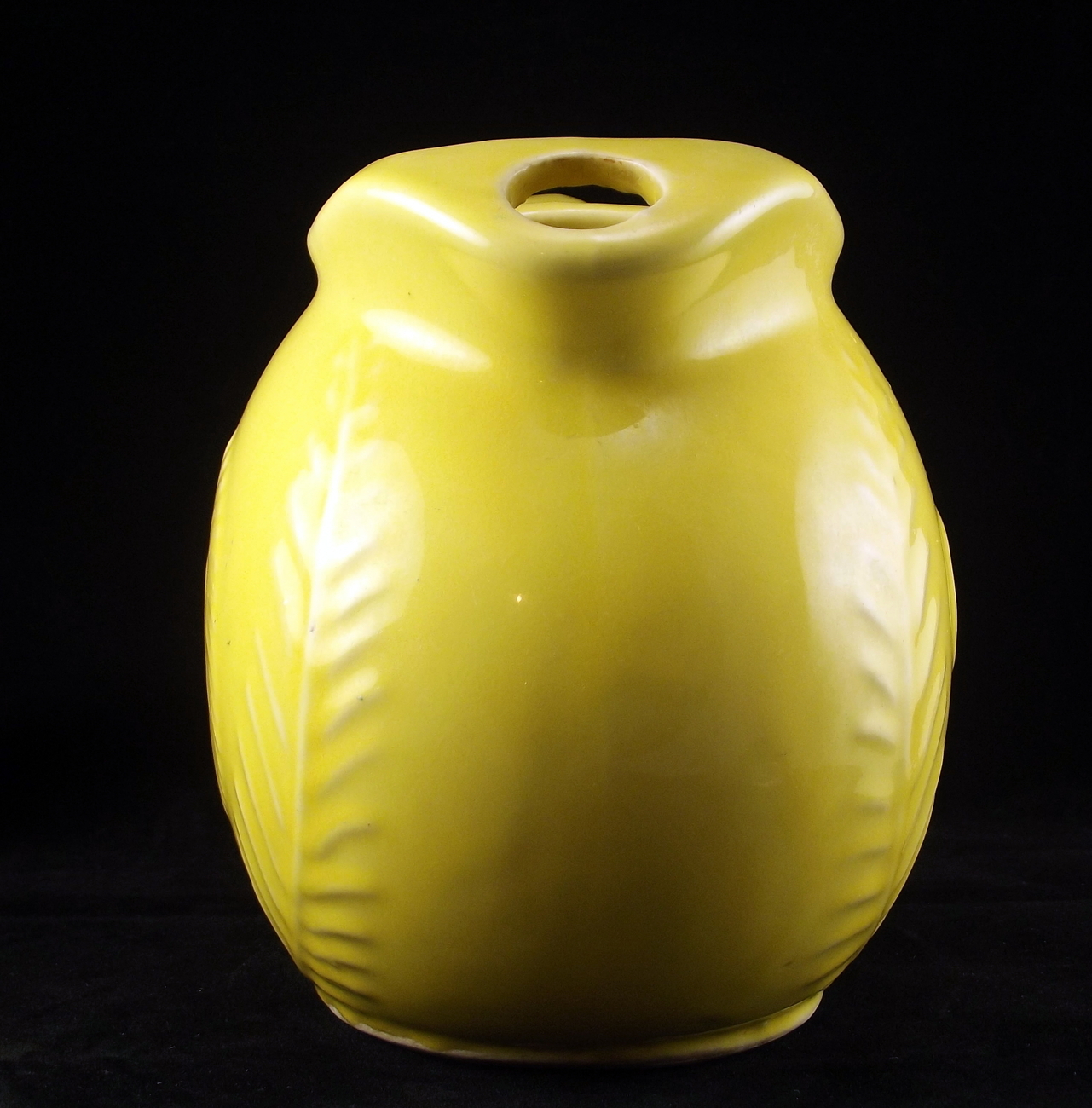 Shawnee Pottery yellow Flower and Fern kitchenware ball jug pitcher
