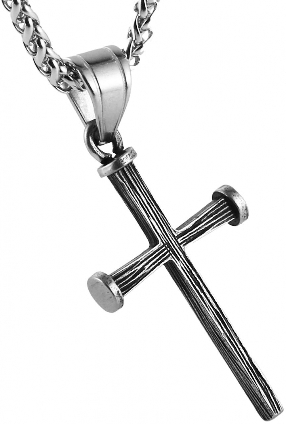 HZMAN Antique Nail Cross Stainless Steel Pendants Christian Necklace ...