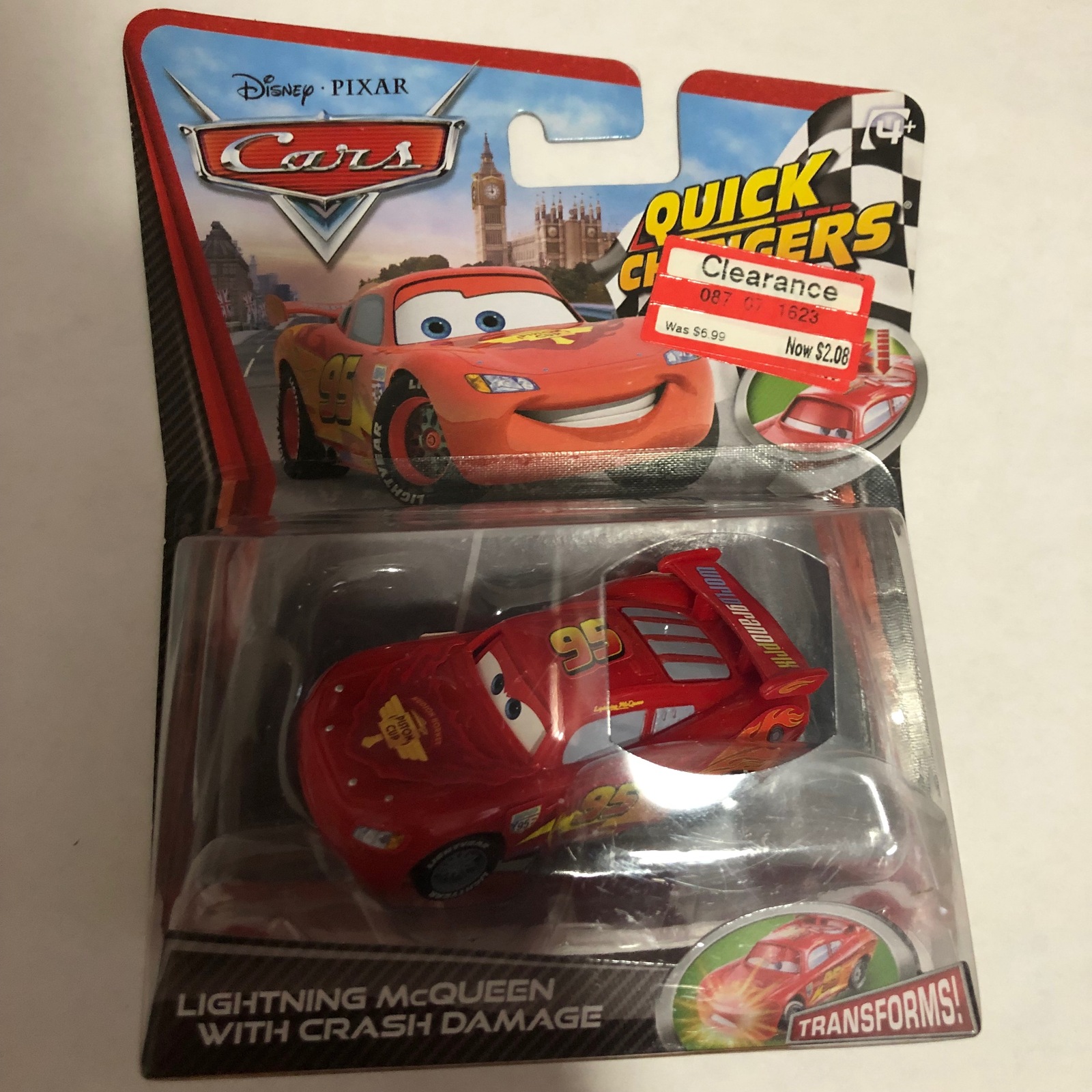 Disney Pixar Cars Quick Changers Lightning McQueen With Crash Damage ...