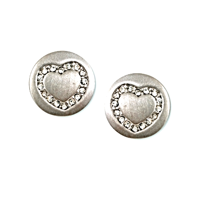 Non-Tarnish Silver-Tone Rhodium Plated Crystal Heart Stud Earrings ...