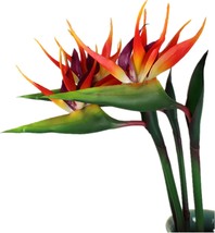 3 Pcs Large Bird Of Paradise 32 Inch Permanent Flower,Uv Resistant, Orange Red - $38.95