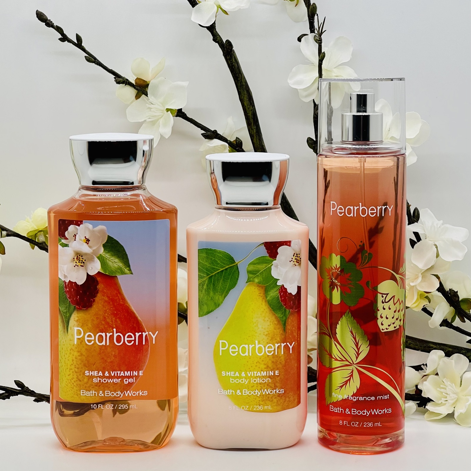 Bath and Body Works Pearberry Fine Mist, Shower Gel and Body Lotion