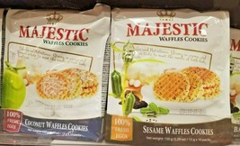 3 PACK MAJESTIC WAFFLES COOKIESCOCONUT , ALMOND &amp; SESAME  - $28.71