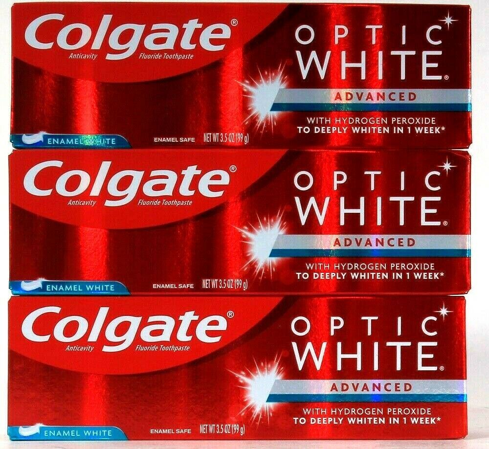 3 Colgate 3.5 Oz Optic White Advanced Hydrogen Peroxide Enamel White ...