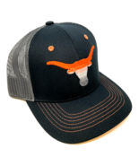 UNIVERSITY OF TEXAS LONGHORNS LOGO BLACK GREY MESH TRUCKER SNAPBACK HAT CAP - $17.05