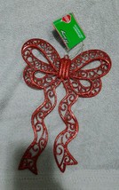 Christmas House Hanging Bow Decor Red Glitter - $13.81