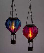 Flickering Solar Light Hot Air Balloon Hanging Set of 2 Whimsical Garden Decor image 2