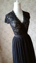 Ivory White LACE TOP  Cap Sleeve V-Neck Bridesmaid Lace Top Plus Size image 8