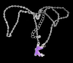 Disney Purple Letter K Pendant Necklace 16-18 Inches - $5.00