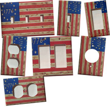 Betsy Ross star 1776 US Flag Wooden Switch Outlet wall Cover Plate Home ... - $2.85+