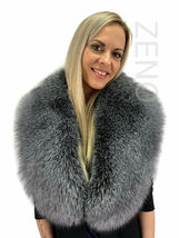 Blue Frost Fox Fur Shawl 47' Saga Furs Natural Color Fur Collar Wrap Scarf image 8