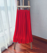 Pleated Black Chiffon Skirt Women Chiffon Midi Skirt Outfit High Waist Plus Size image 10