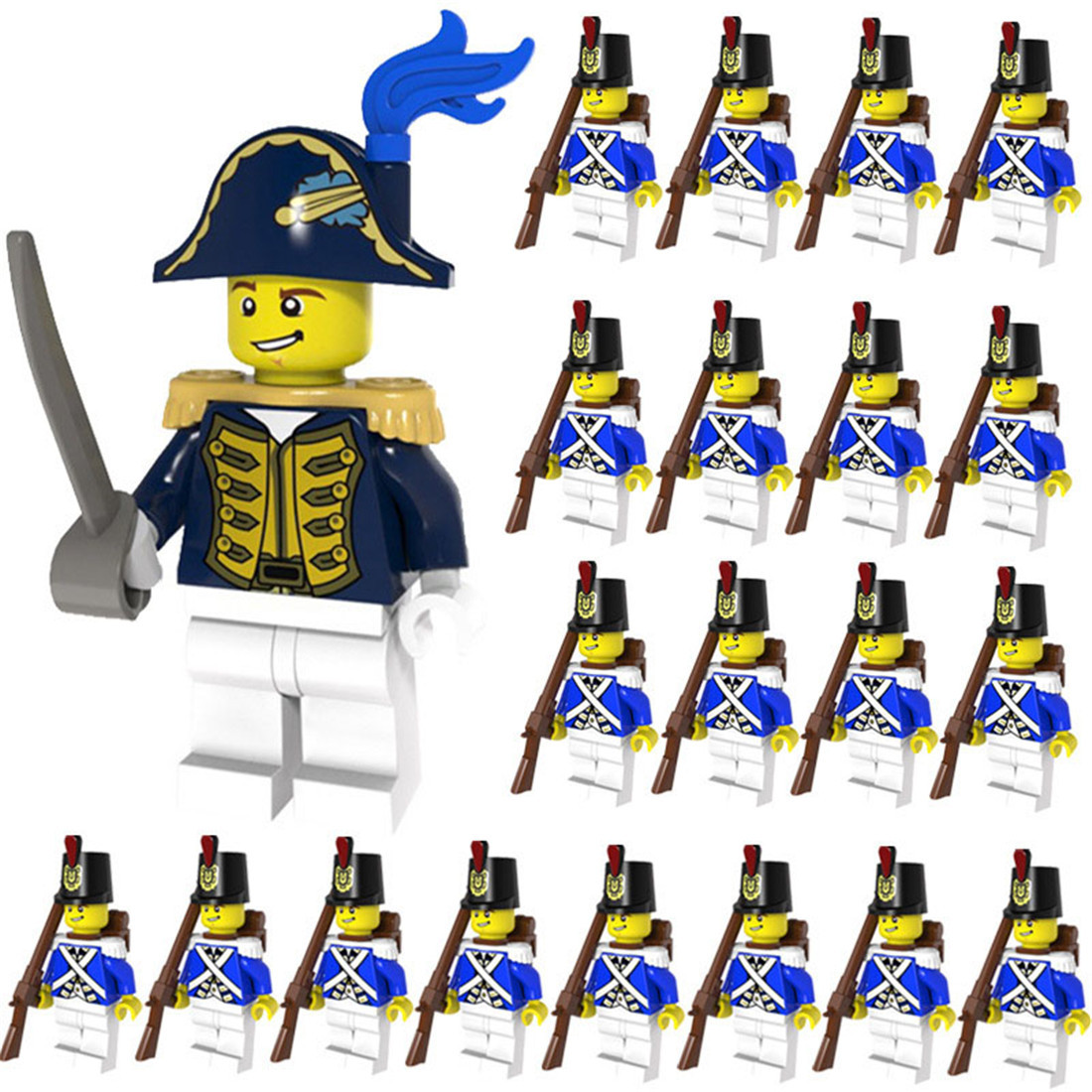 American Revolutionary War US Navy Marine Corps Soldier 21pcs Minifigures Toys