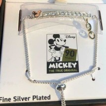 Disney Mickey Mouse 90 Yr 'celebrate The Mouse' Clear Cz Bar BRACELET**1 Left!!! - $48.99
