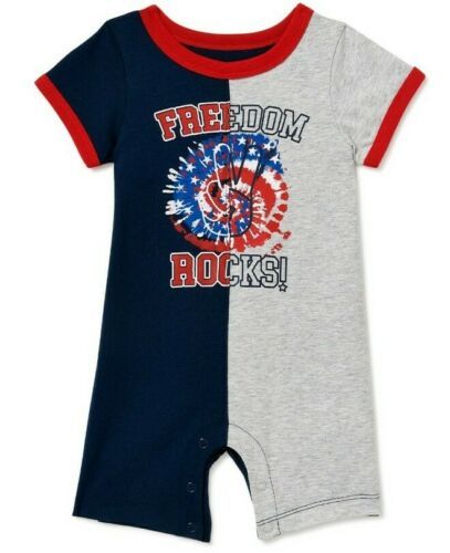 Way to Celebrate Baby Patriotic 4th July Freedom Rocks Romper 0 3 0-3 Months