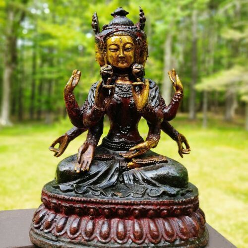 Kwan Yin 4 Heads 8 Arms Large Metal Garden And 17 Similar Items