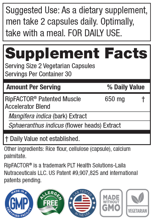 Purity Products Muscle Accelerator 650mg RipFactor Patented Clinically