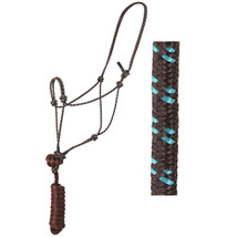 8 Ft Hilason Horse Halter Knotted Basic Poly Rope Lead Brown Turquoise U-BRTQ - $16.00