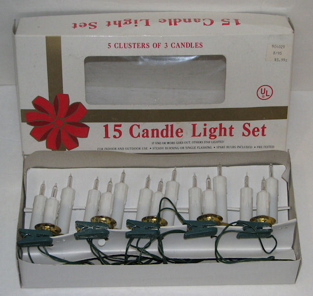 Vintage Clip On Christmas Tree Candle Lights 5 Clusters of 3 Candles