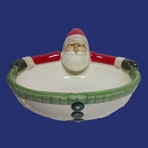 Christmas Candy Dish Bowl Santa Russ Berrie Handmade Hand Painted Vintage - $19.99