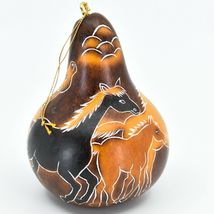 Handcrafted Carved Gourd Art Running Wild Horses Herd Ornament Made in Peru image 4