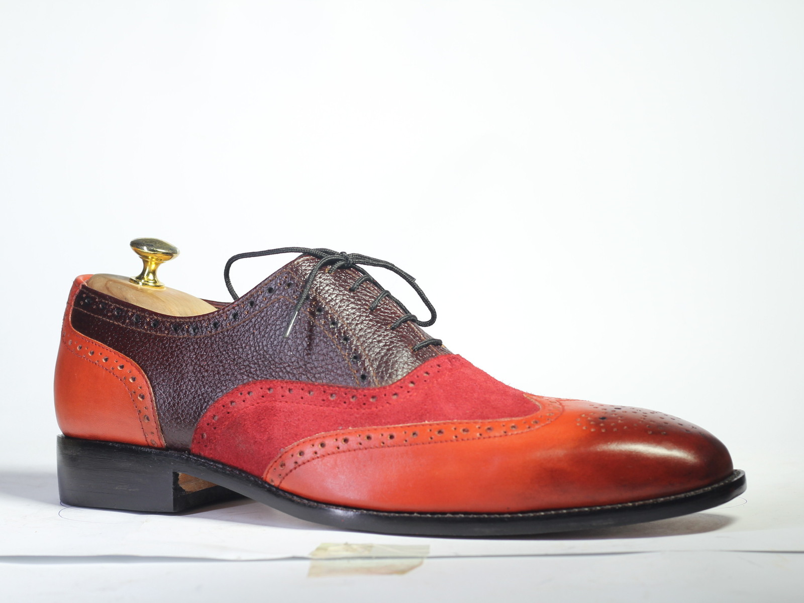 Handmade Multi Color Pebbled Leather Suede Shoes, Men Wing Tip Dress ...