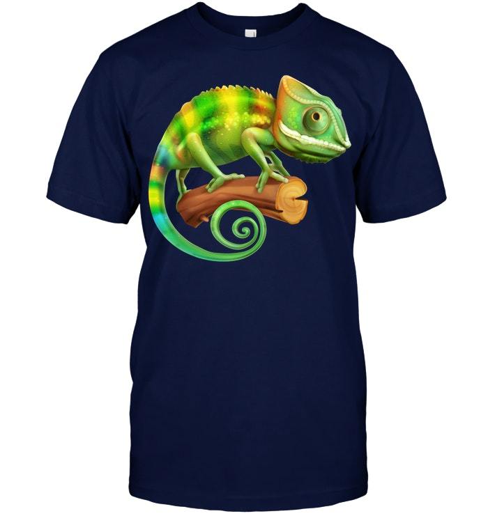 Colorful Chameleon Lizard T shirt Vintage Gift For Men Women Funny Black Tee New TShirts