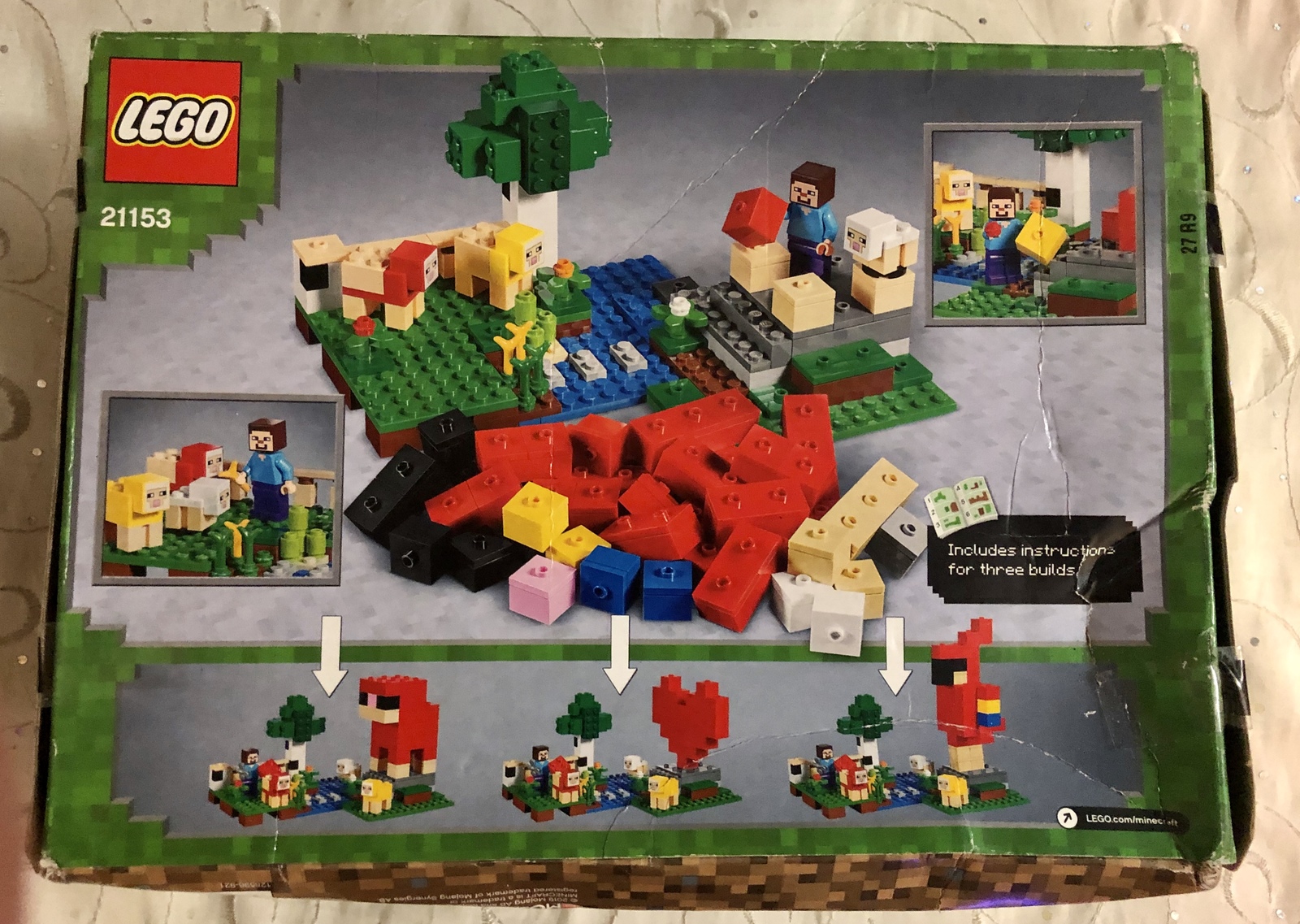 lego minecraft the wool farm building set with toy sheep and steve minifigure 21153