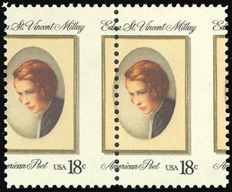 1926 Misperforated ERROR pair - 18¢ Edna St. Vincent Millay Mint NH Stua... - $24.95