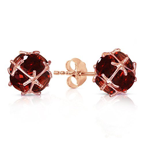 Galaxy Gold GG 7.5 Carat 14k Solid Rose Gold Stud Earrings with Natural Garnets