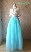 TURQUOISE BLUE Maxi Floor Length Tulle Skirt High Waist 6-Layer Plus Size