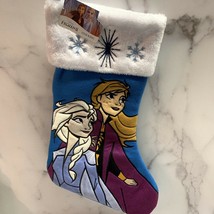 Disney Frozen 2 Elsa and Anna 20 Inch Christmas Stocking Appliqued Plush Cuff - $21.48