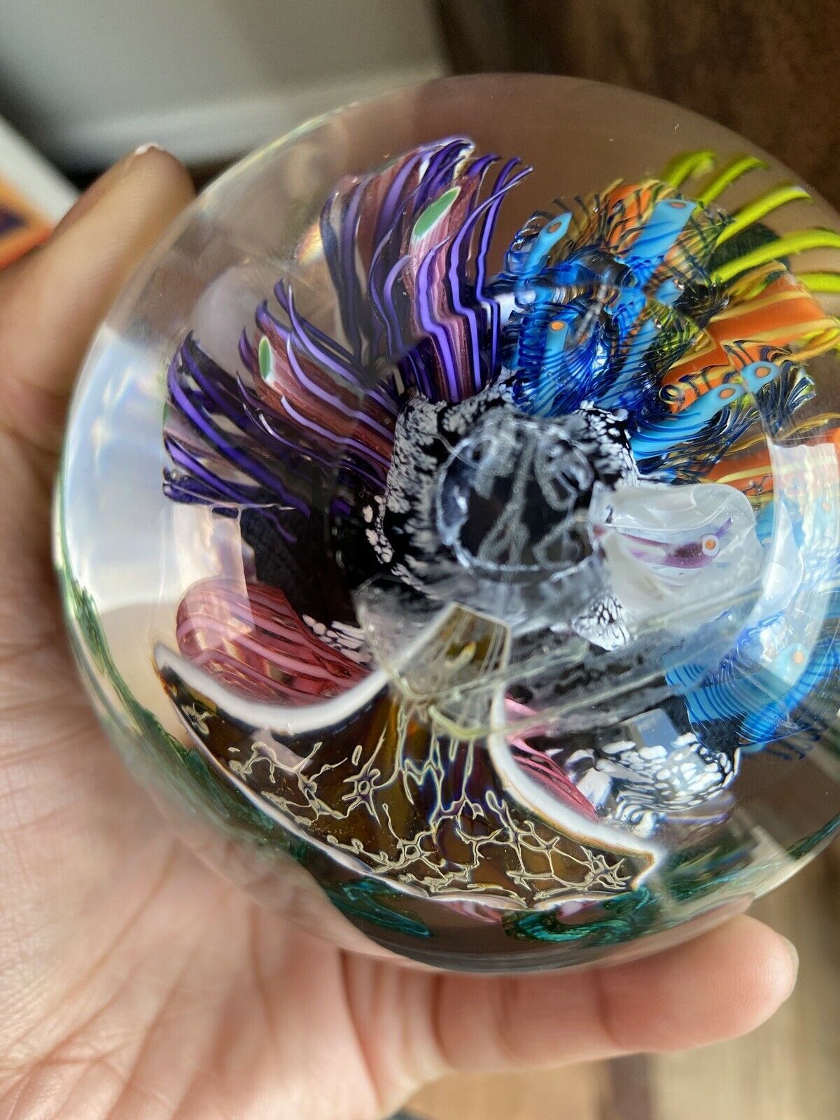 Mark Eckstrand Vintage Rare Signed millefiori Glass Paperweight