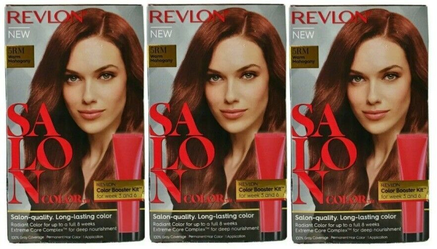 Primary image for (Pack of 3) Revlon Salon Color 5RM Warm Mahogany Color Booster Kit Gray Coverage
