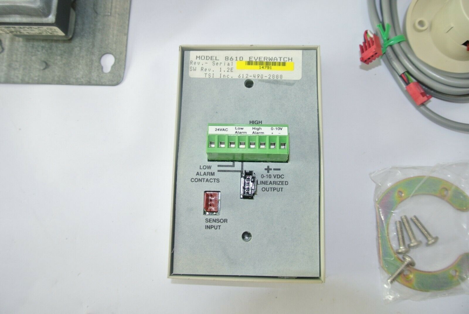 MODEL 8610 EVERWATCH FACE VELOCITY MONITOR SET w/ Sensor & Transformer Air Flow & Anemometers