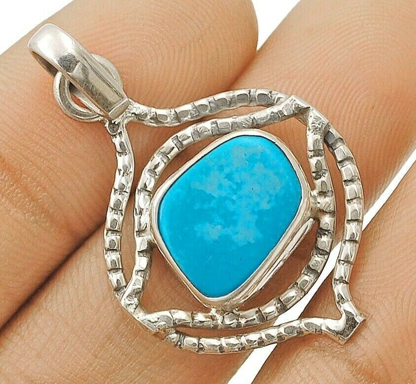 Natural Mexican Turquoise 925 Solid Sterling Silver Pendant Jewelry ...