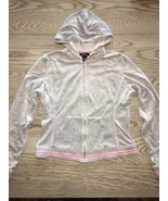 Express Light Gray  Pink Strips Full Zip Long Sleeve Hoodie Sweater Size... - $7.99