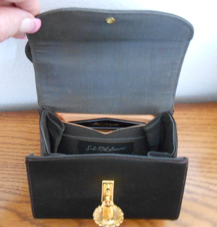 VINTAGE SAKS FIFTH AVENUE BROWN JEWELED EVENING BAG Handbags & Purses