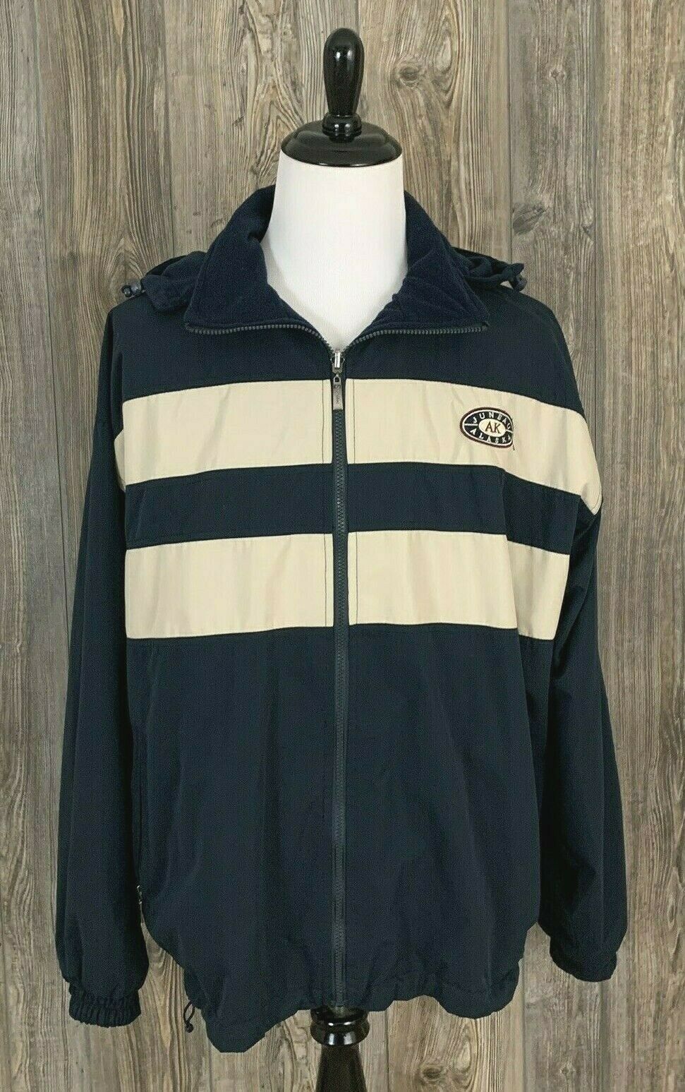 Juneau Alaska~ Winter Reversible Jacket/Fleece Blue/Beige Embroidered ...