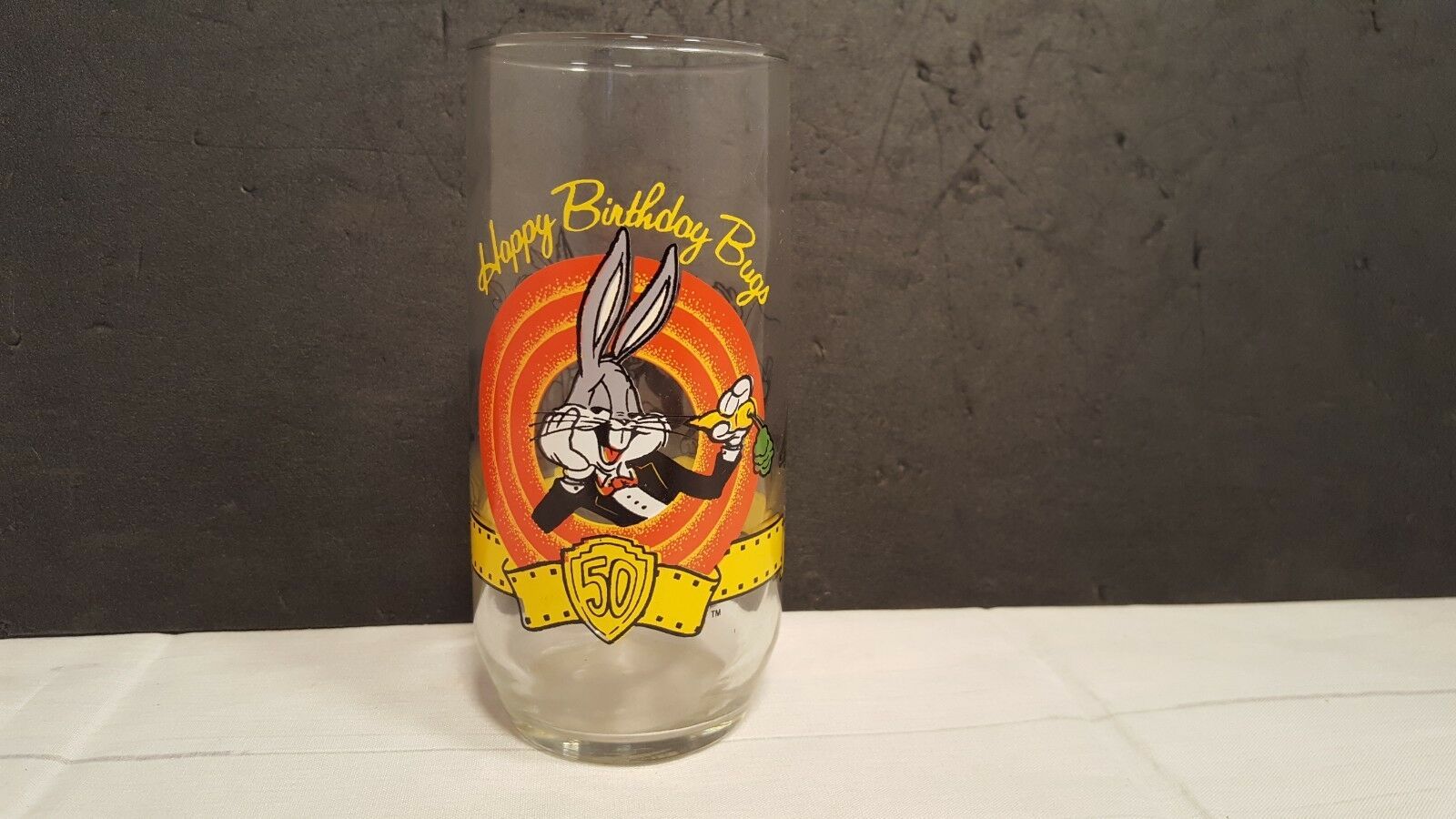 Happy Birthday Bugs Bunny 50th Anniversary Glass Looney Tunes 1990 