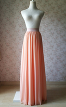 Coral Chiffon Full Maxi Skirt Coral Pink Wedding Bridesmaid Skirt Plus Size image 5