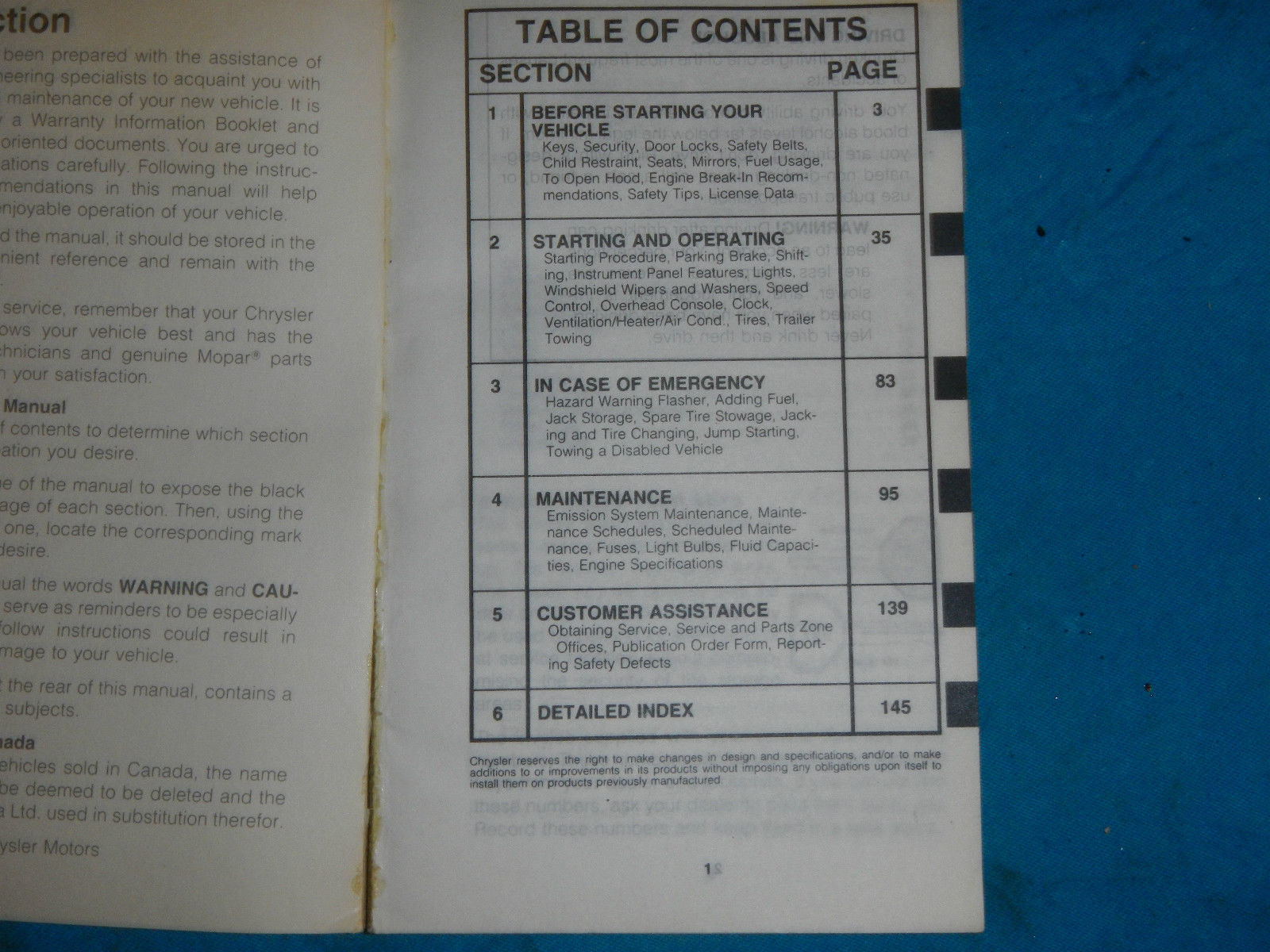 199 91 DODGE CARAVAN OWNER'S SERVICE MANUAL